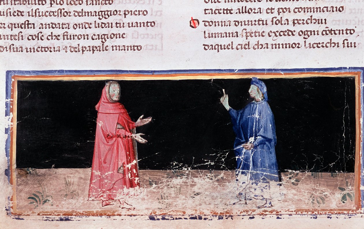Dante (mavi renkte) ve Virgil (İlahi Komedya