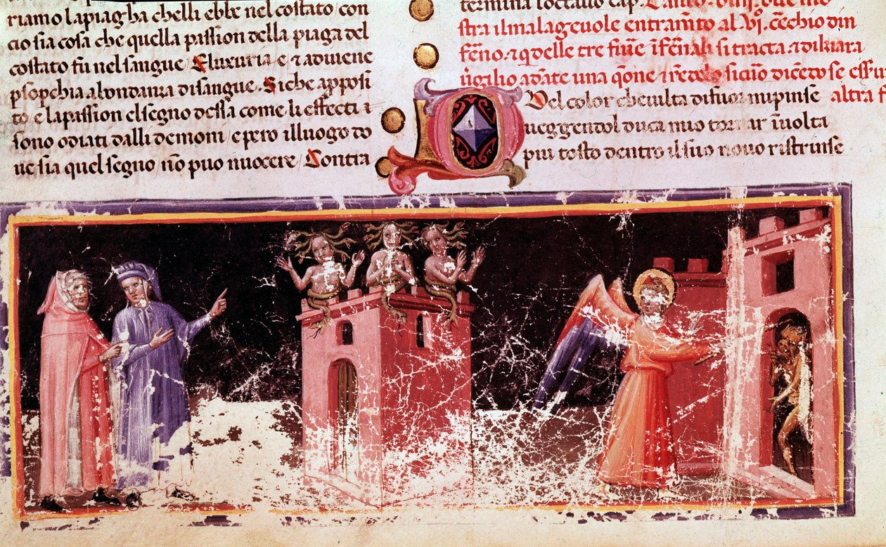 Dante ve Virgil, öfkeler tarafından kontrol edilen Dite kapısında (İlahi Komedya