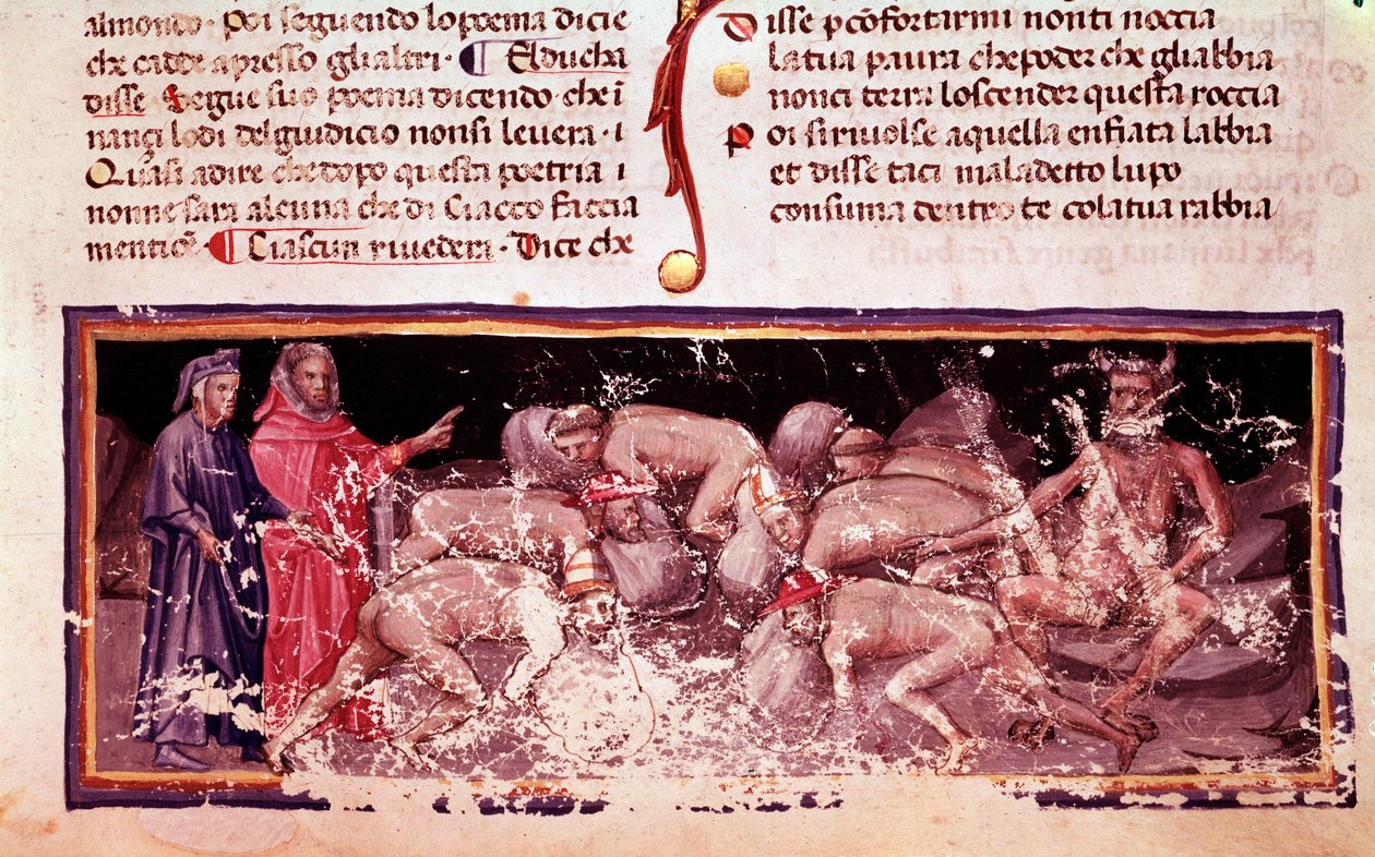 Açgözlü ve müsriflerle Dante ve Virgil (İlahi Komedya