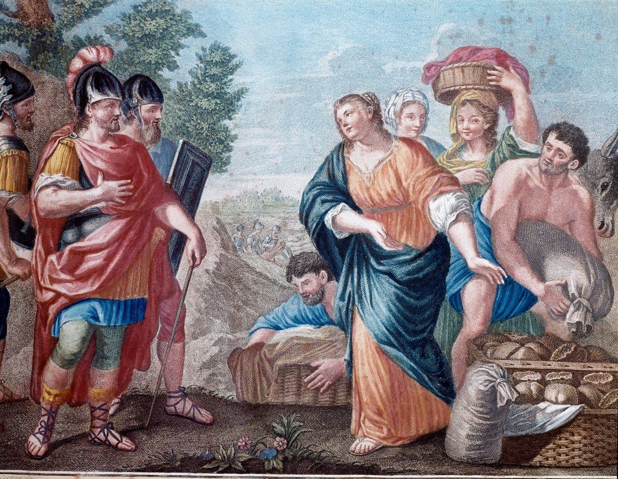 David et Abigail (Abigail, Abigail) 19. yüzyıl Milano litografisi, özel koleksiyon by Unknown artist