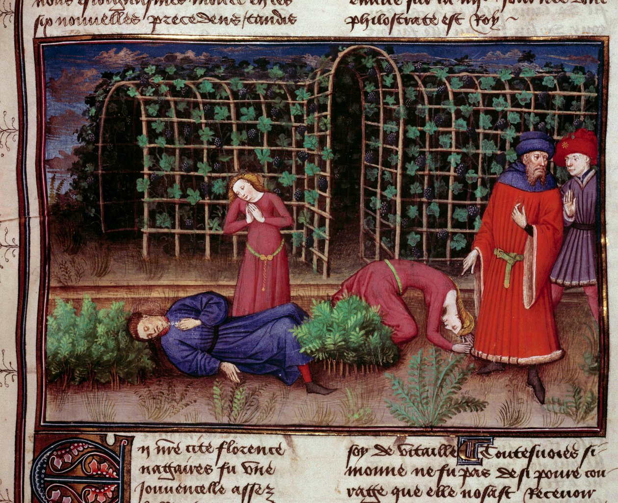 Ölüm Ölüm sonucu iki kişi öldü. Jean Boccace (Giovanni Boccaccio) (1313-1375) 1450 Paris, Arsenal kütüphanesi tarafından “Le Decameron”dan minyatür by Unknown artist