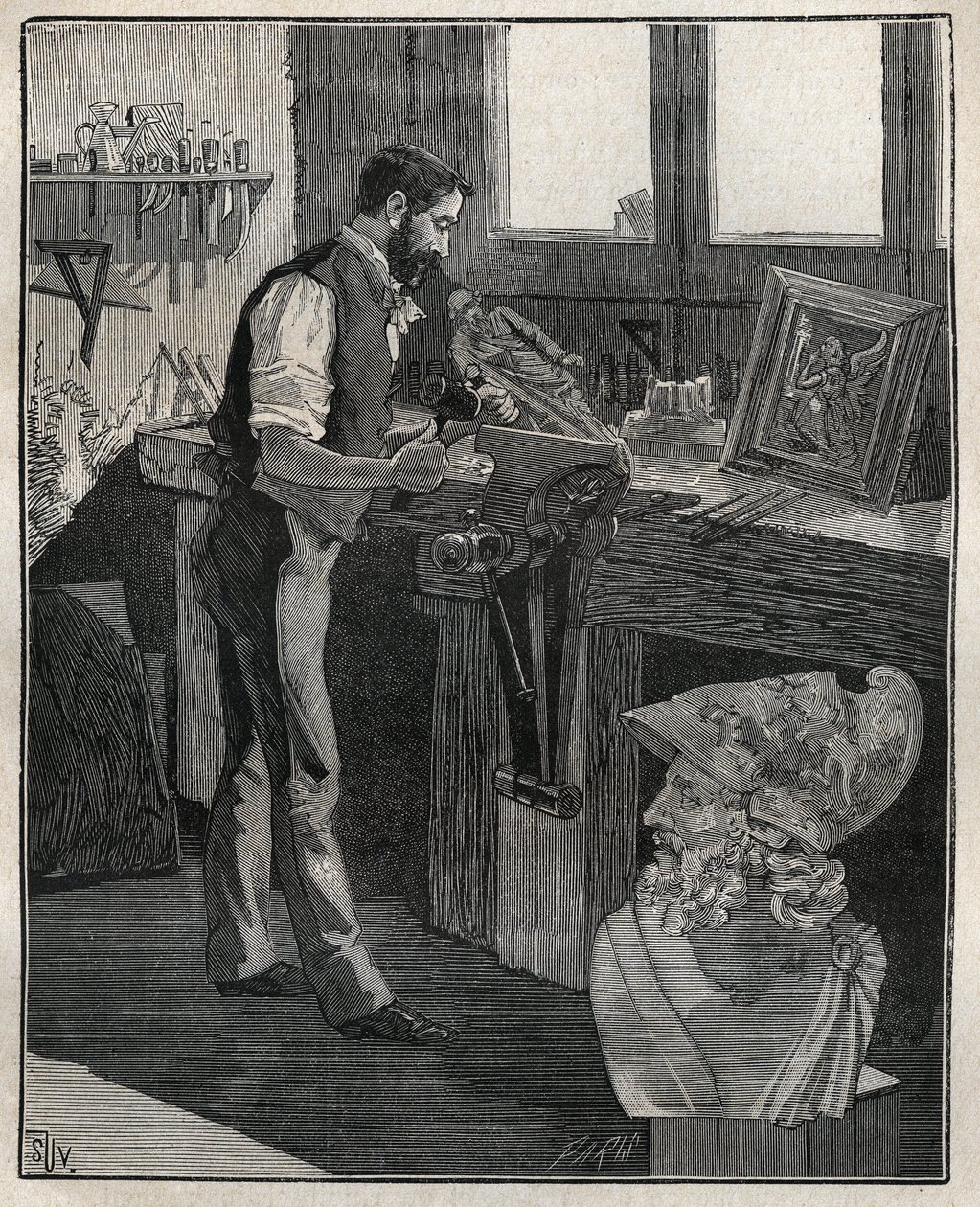 Gümüş eşyaların dekorasyonu: bronz keski. Adolphe BITARD