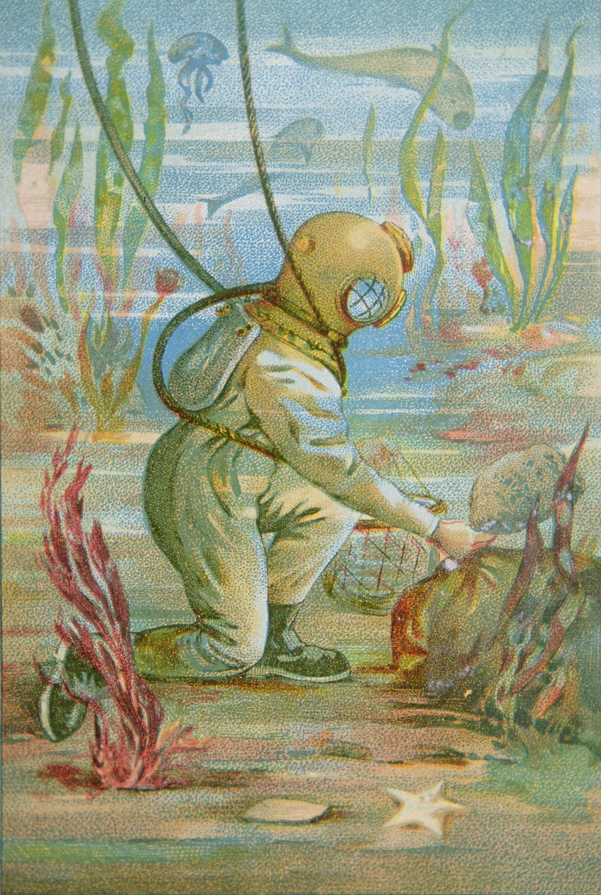 Deep Sea Diver, c.1890 (renkli taş) by Unknown artist