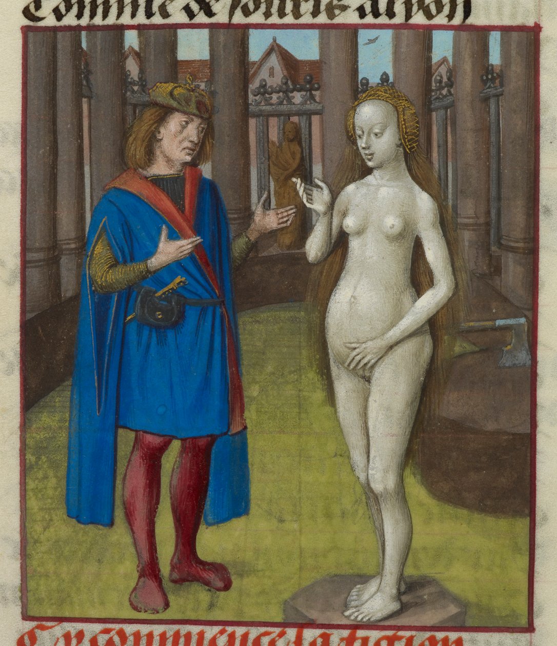 Pygmalion minyatürünün ve heykelin detayı. by Unknown artist