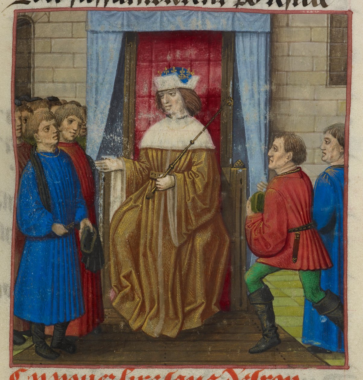 'Le Roman de la Rose'dan bir kral ve sarayının minyatürünün detayı by Unknown artist