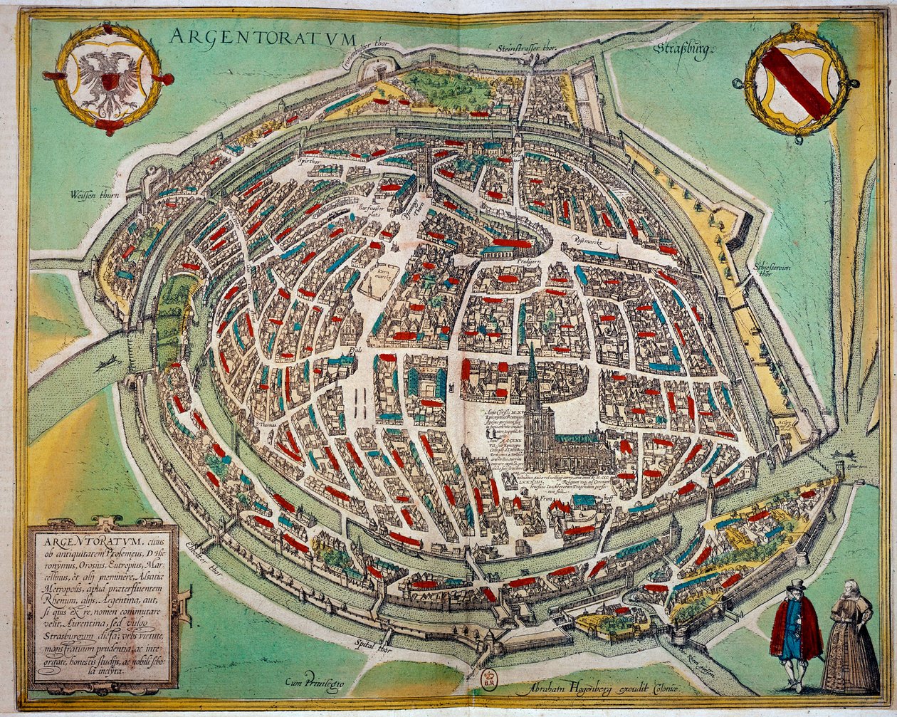 Abraham Hogenberg (yaklaşık 1608-1653) tarafından yapılan Strasbourg şehrinin ayrıntılı haritası. 17. yüzyıl Paris B.N. by Unknown artist
