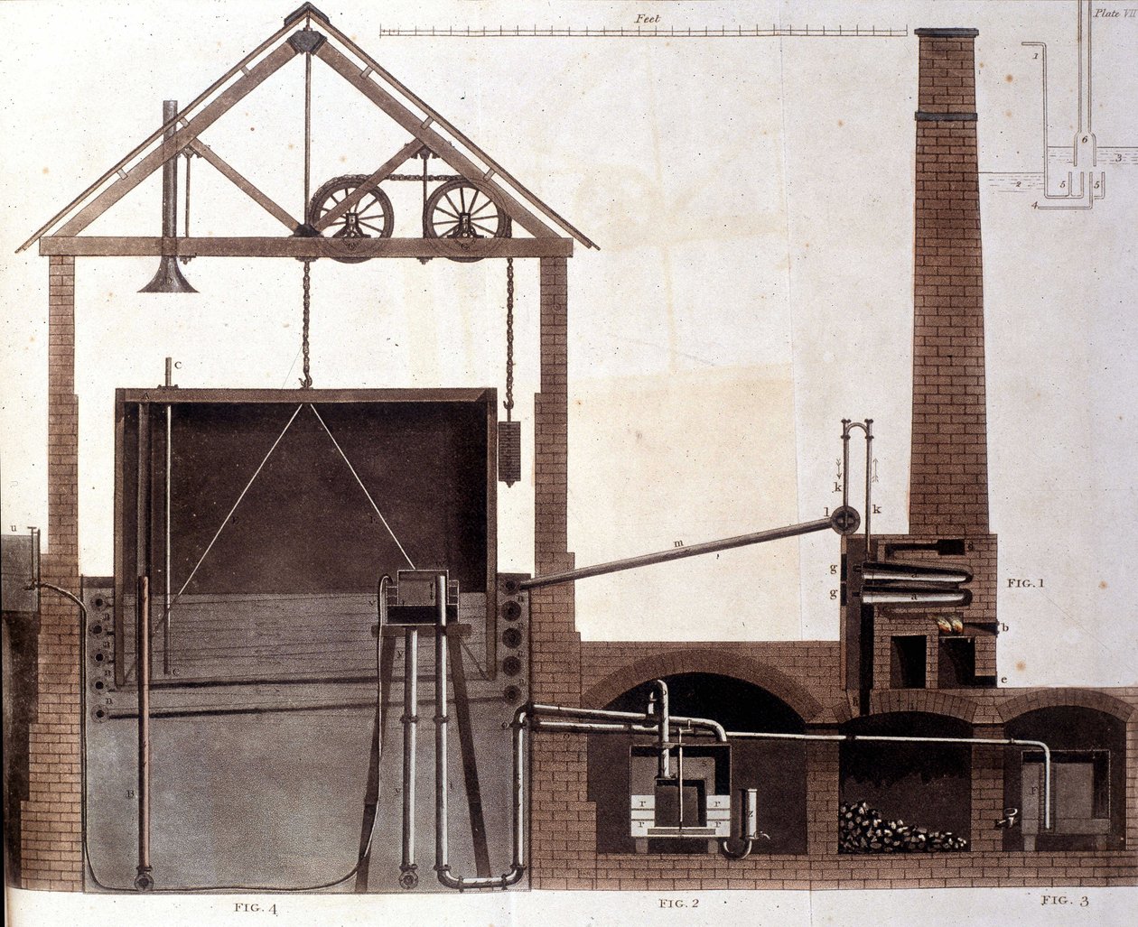 Kömür gazı üretimini açıklayan diyagram, Londra 1815. by Unknown artist