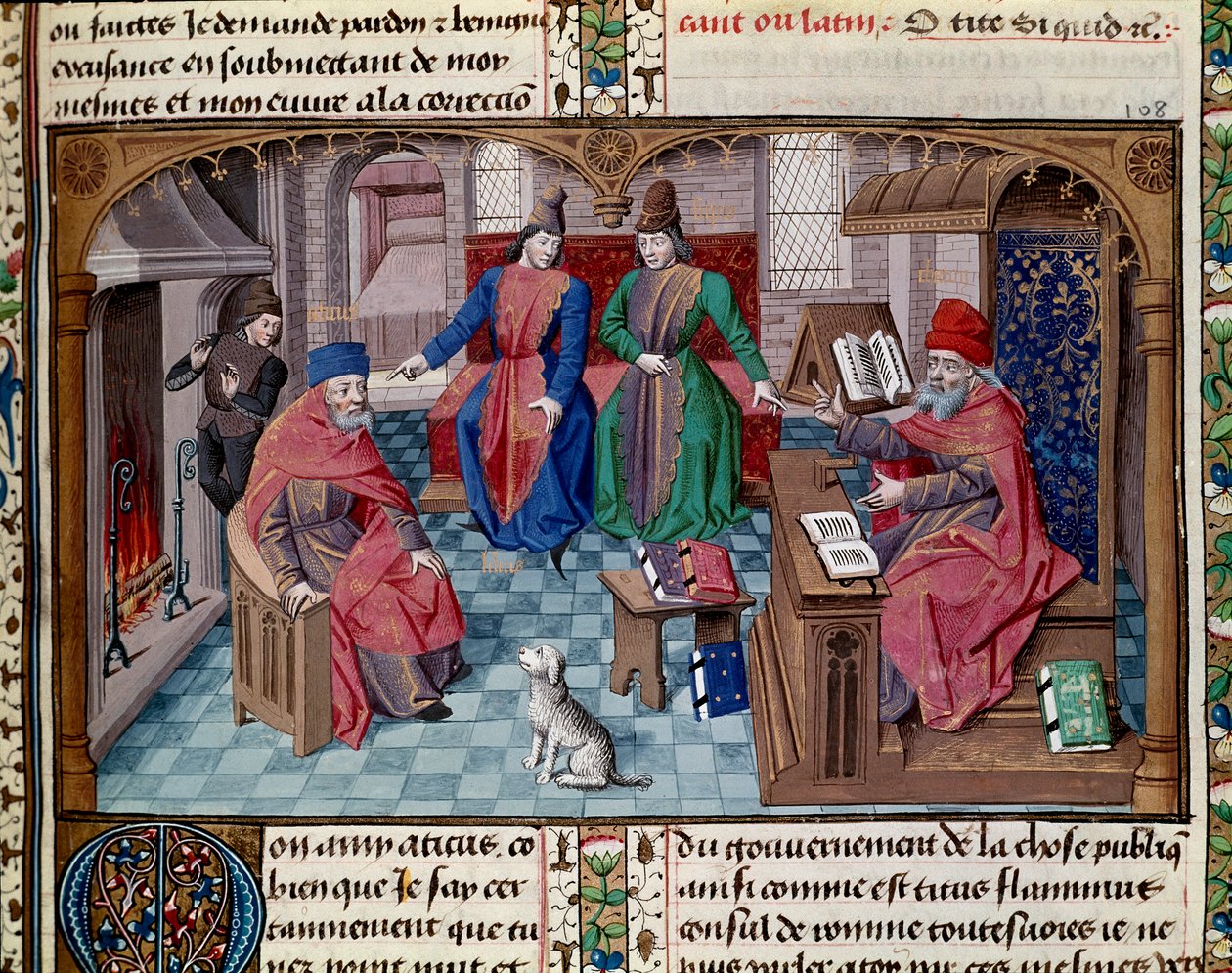 Tulle, Atticus, Scipio l'Africain ve Lelius Roman consul arasındaki diyalog Ciceron (Marcus Tullius Cicero) (M.Ö. by Unknown artist