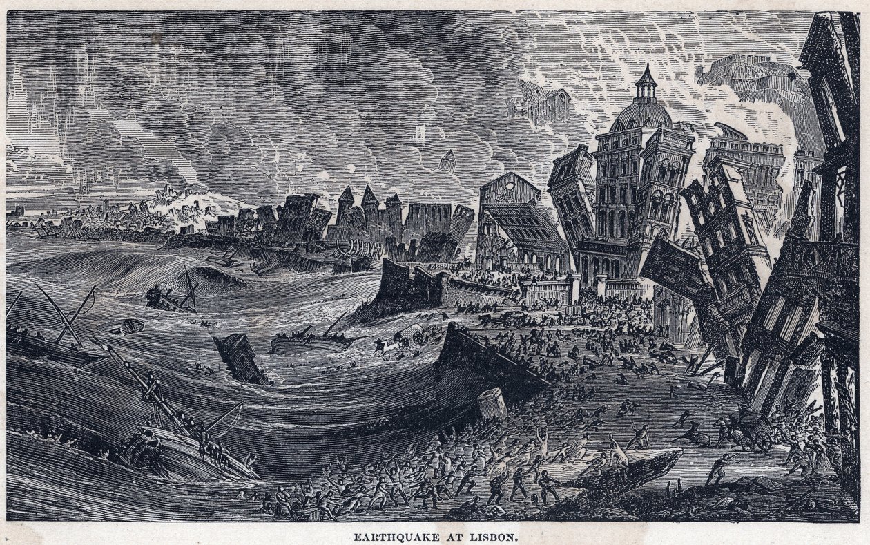 1 Kasım 1755'te Lizbon'dan Portekiz'e Deprem by Unknown artist
