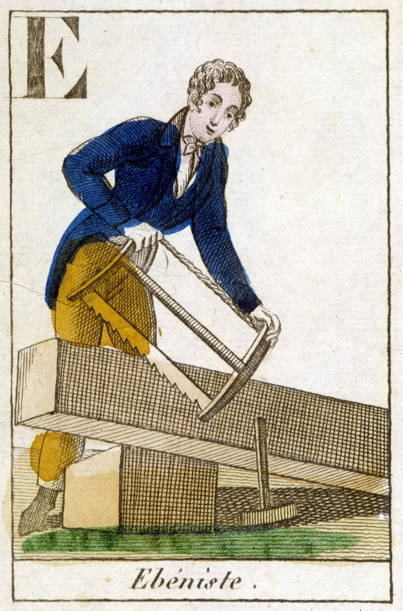 Ebenist iş başında - gravür, v.1800 by Unknown artist