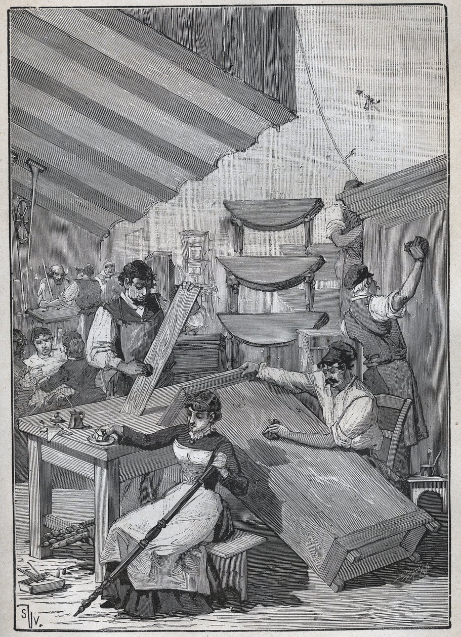 Ebenisterie: damga cilalama atölyesi. Adolphe BITARD