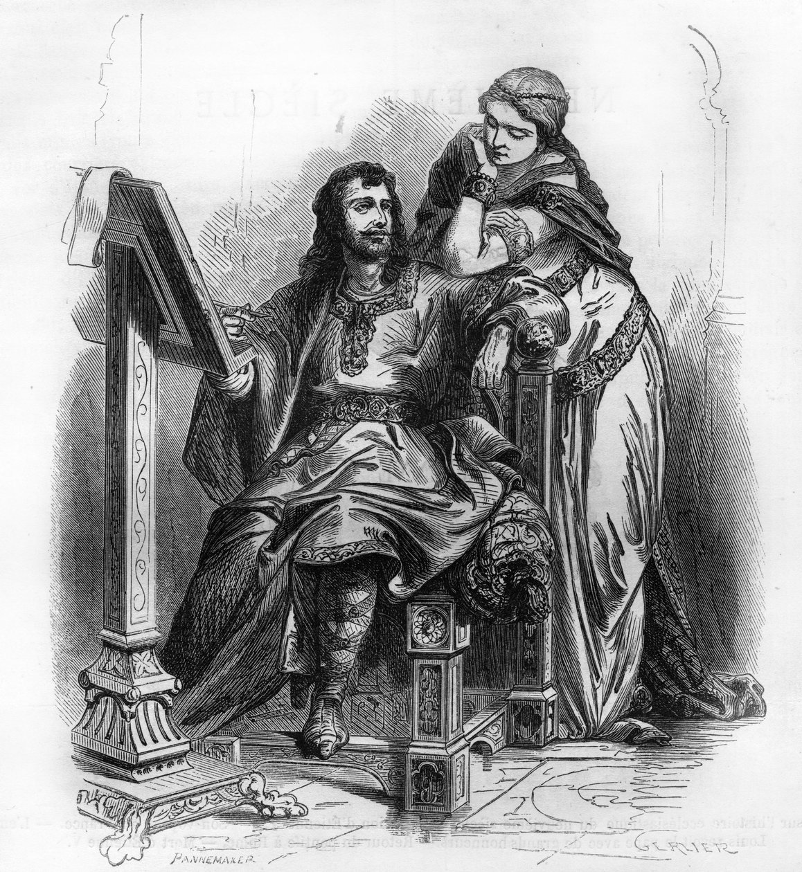 Karolenj dönemi tarihçisi Eginhard (Einhard, Einhart, Einard, 775-840) eşi Emma (Imma) ile birlikte. by Unknown artist