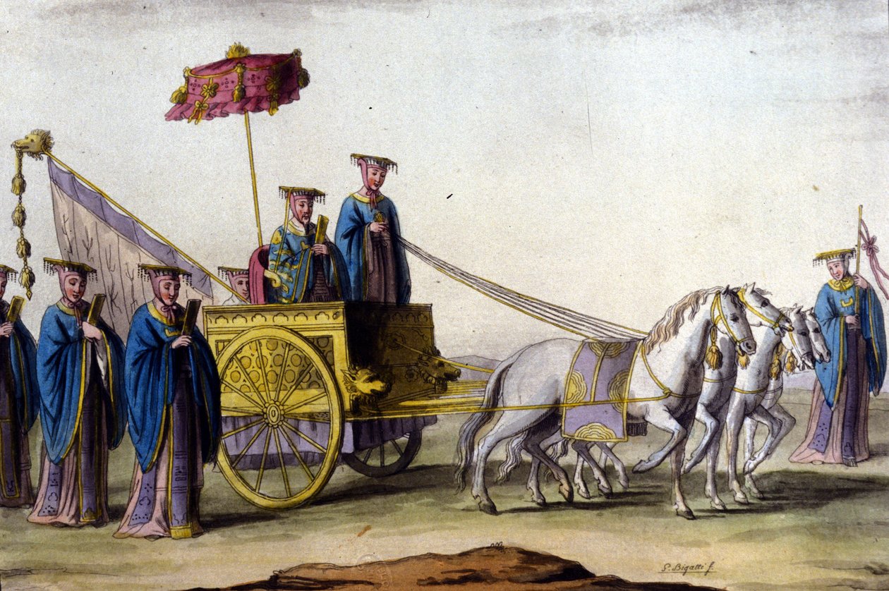 Arabasında Ming hanedanının imparatoru - J. Ferrario, ed. Milano by Unknown artist