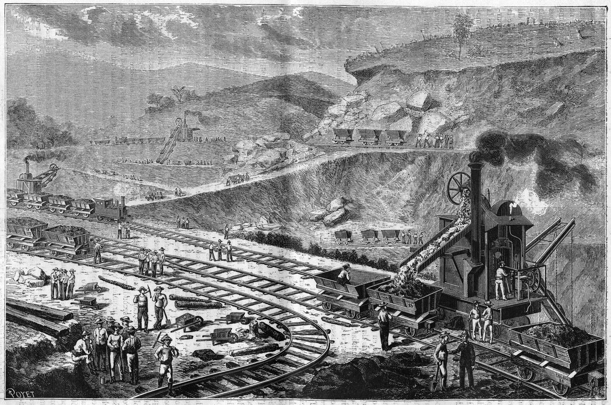 Panama Kıstağının sondajını gösteren 1885 tarihli gravür. Emperador
