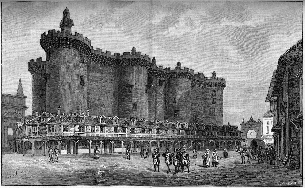 Bastille bölgesini hapishane ile birlikte temsil eden gravür, 1788. by Unknown artist