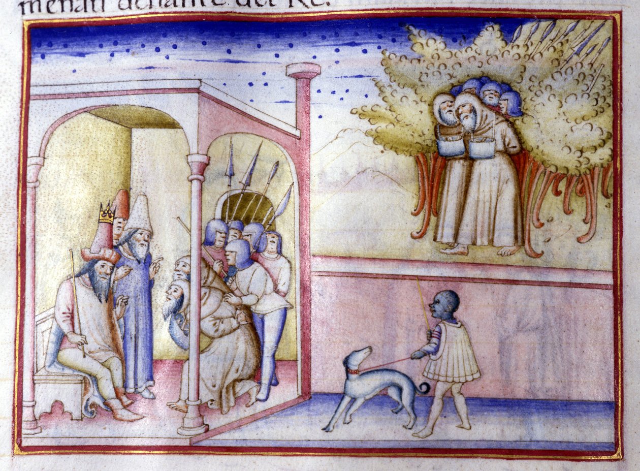 Yahudalı Yehoşafat'ın hayatının bir bölümü (MÖ 868 - MÖ 847). 14. yüzyıl el yazması. Milan, Bibl, Braidense. by Unknown artist