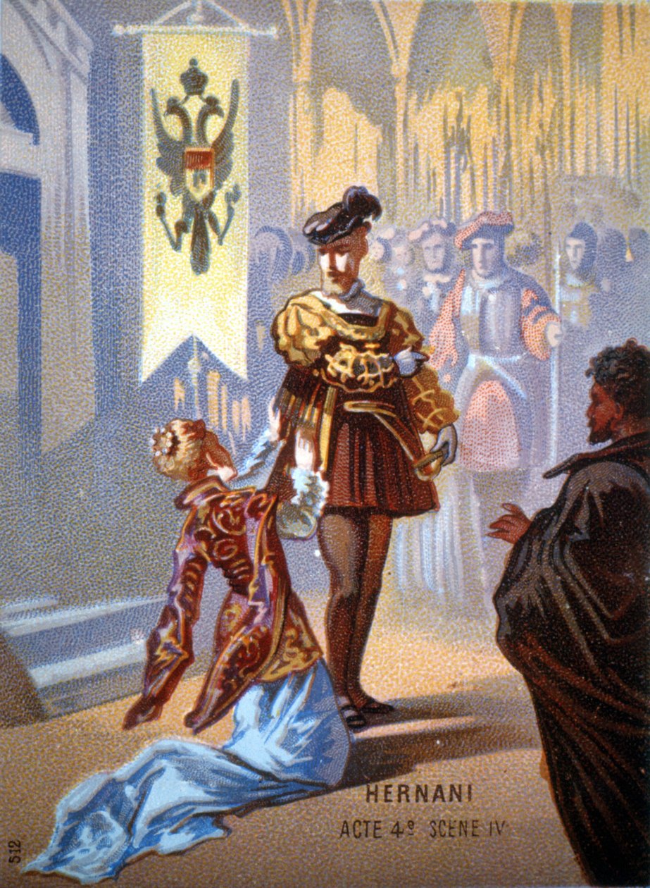 Ernani de Giuseppe Verdi, Perde IV, Sahne IV. kromolitograf 19. yüzyıl. by Unknown artist