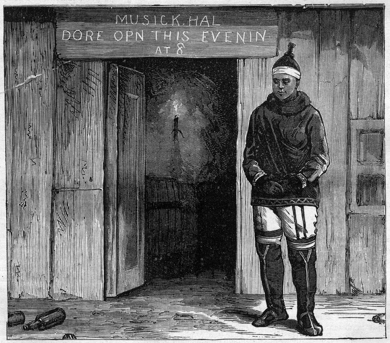 Disko Adası Eskimo (Qeqertarsuaq) 19. yüzyılın sonunda Grönland. 1884 gravürü by Unknown artist