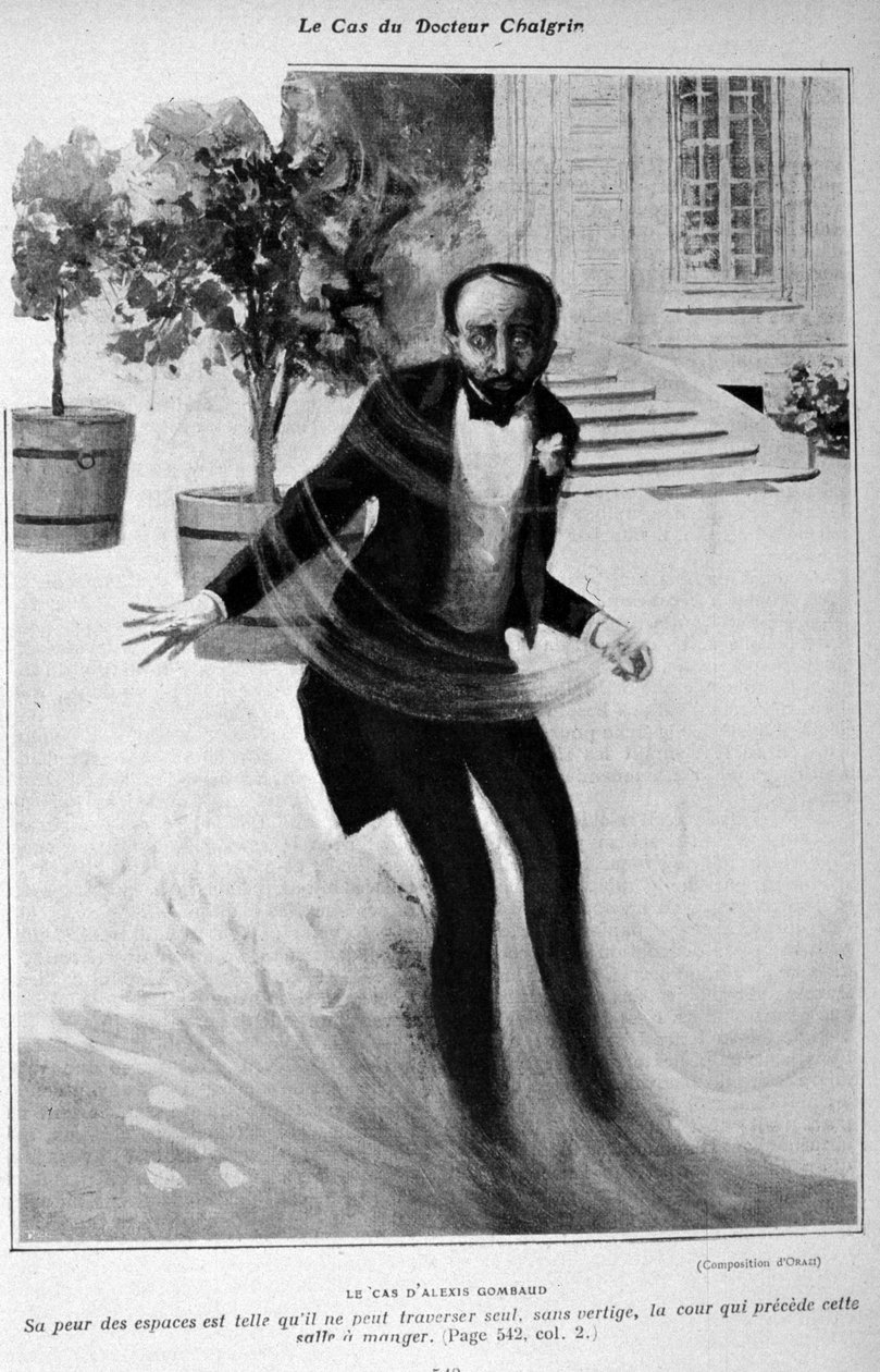 Agorafobi veya açık alan korkusu örneği. Evinin avlusunu tek başına geçemeyen Alexis Gombaud vakası. by Unknown artist