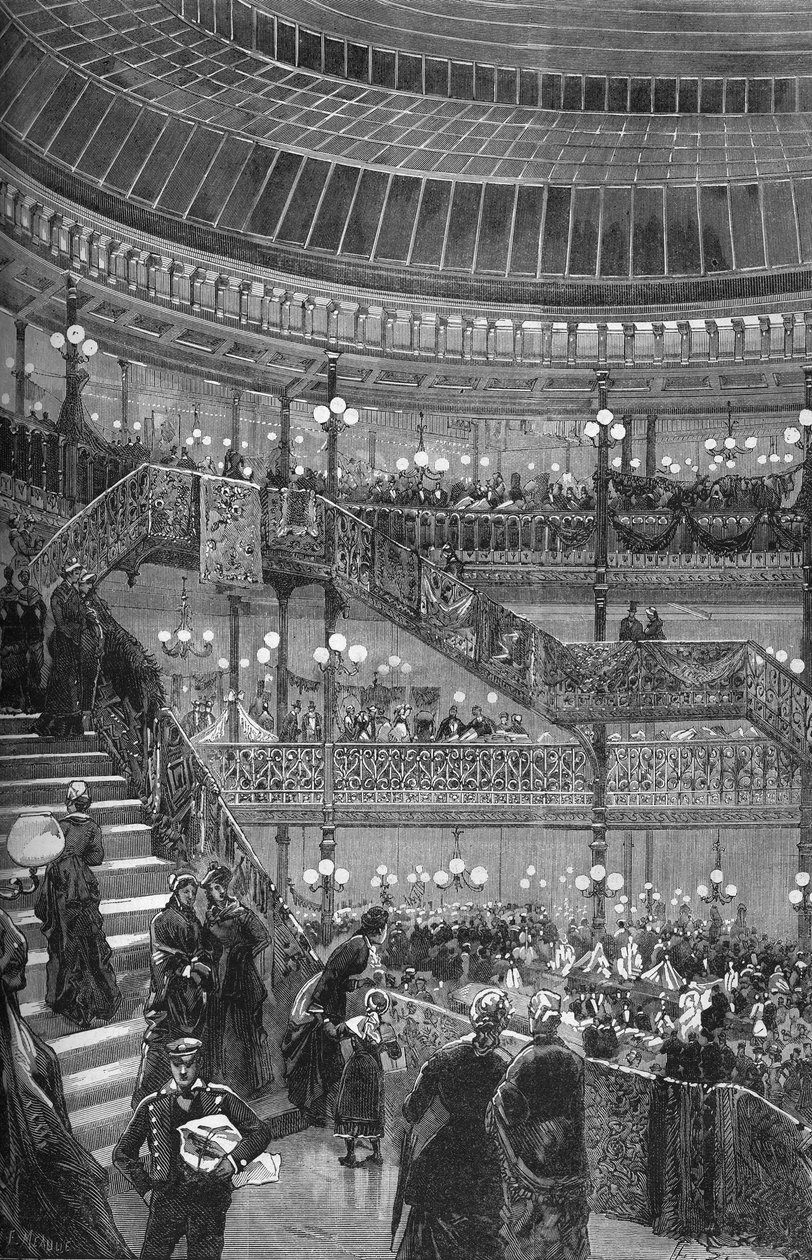 “Bon Marche” Mağazalarının Genişletmeleri - Büyük merkezi merdiven. Paris 1880. by Unknown artist