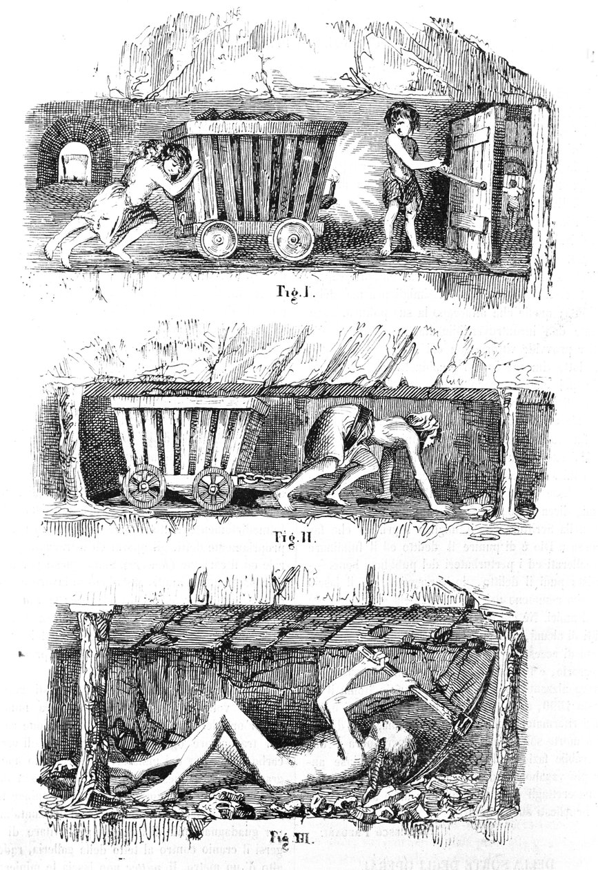 İngiliz kömür madenlerinde çocuk emeğinin sömürülmesi by Unknown artist