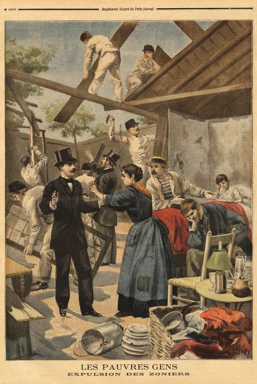 Gentilly kapısındaki askeri bölgeye kurulan kışlaların sınır dışı edilmesi ve unsurları. “” Le petit dergi” deki illüstrasyon 23/06/1895. by Unknown artist