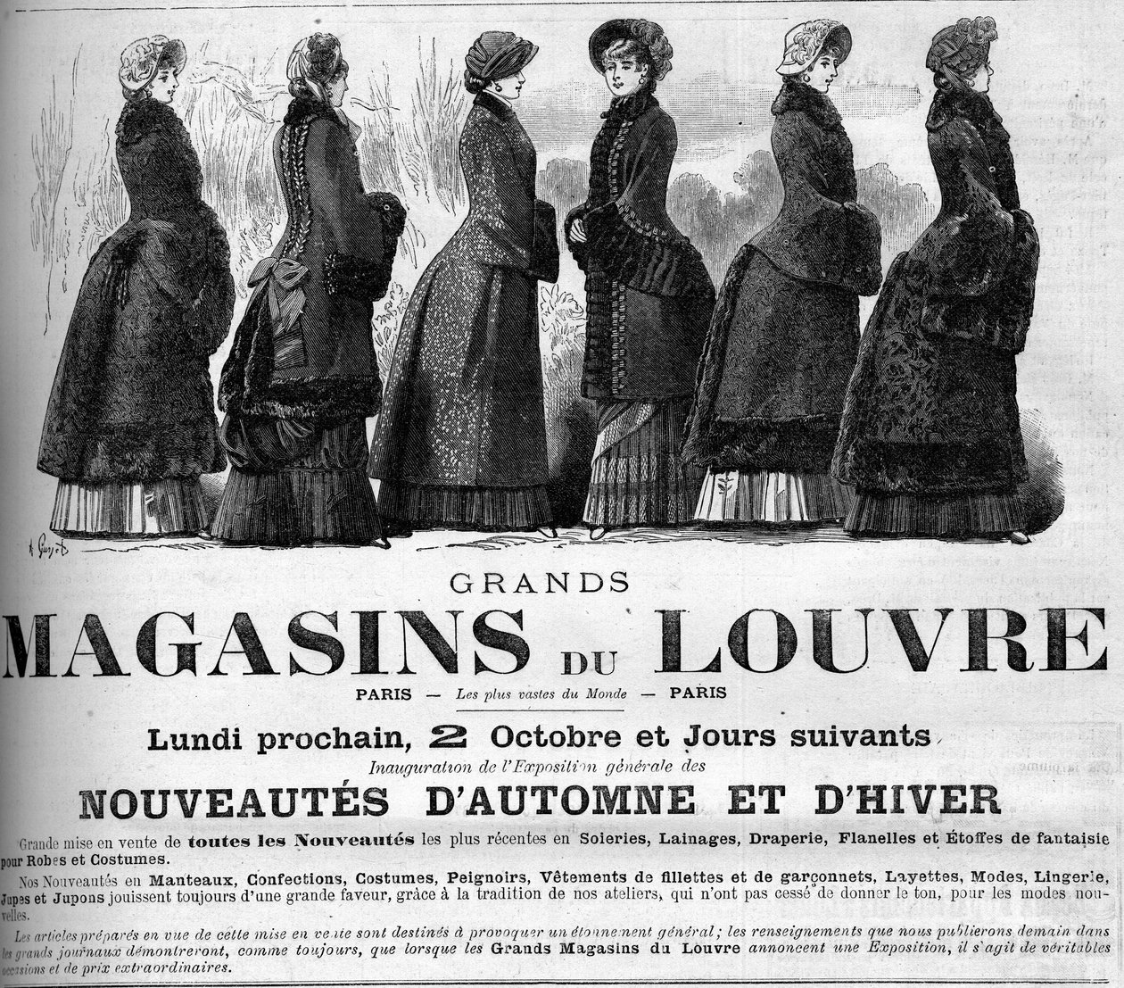 19. yüzyıl kadınsı modası: Louvre alışveriş merkezlerinin reklamı by Unknown artist