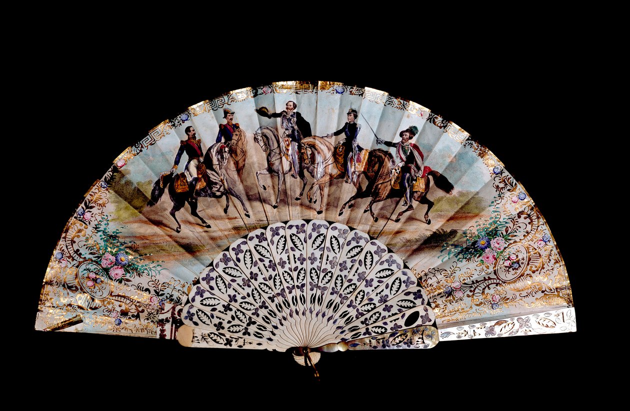 Çit beş atlıyı süslüyor: “” Fransa İmparatoru Napolyon III (1808-1873) (ilk sol), Kral Vittorio Emanuele II (Victor Emmanuel) (1820-1878) (üçüncü), Giuseppe Garibaldi (1807-1882) (birinci sağ )” Milano, Museo del Risorgimento by Unknown artist
