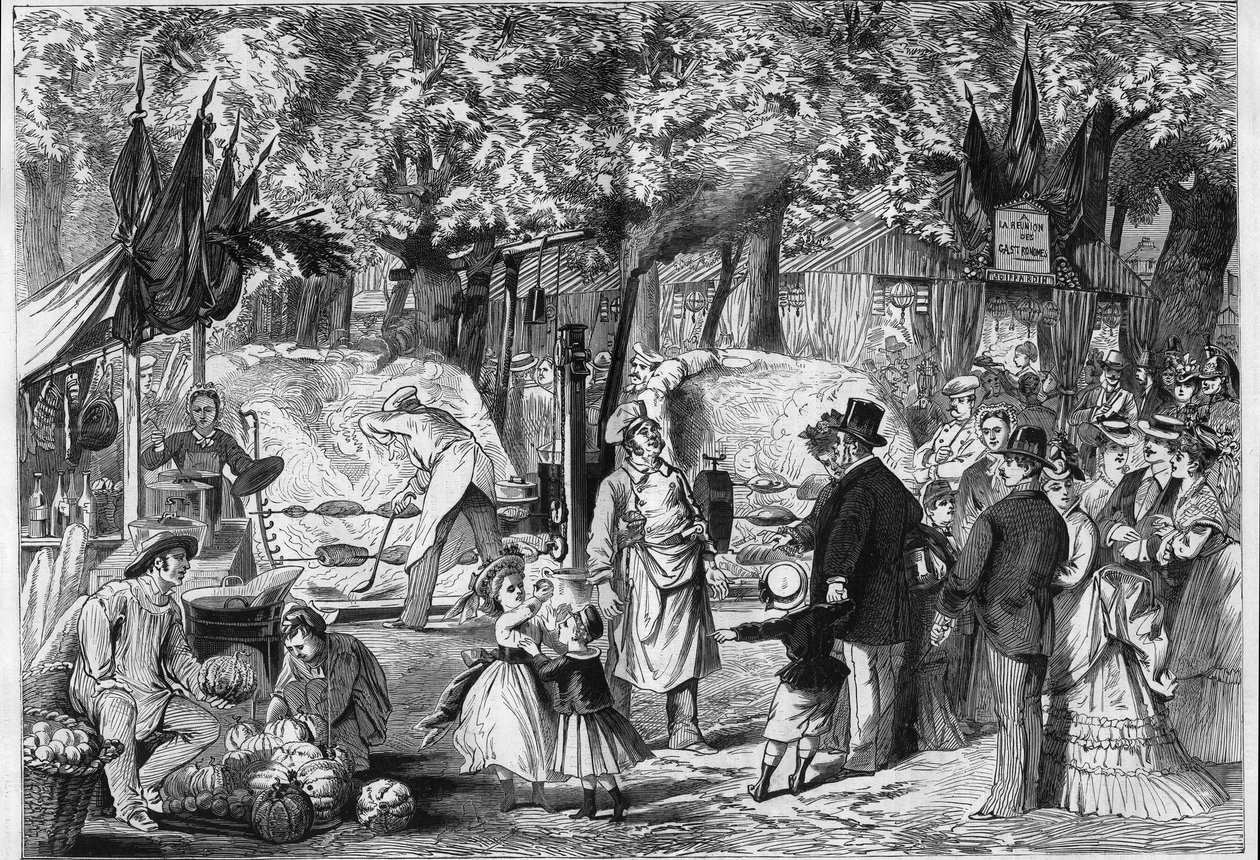Fete des Loges: Paris yakınlarındaki Saint Germain (Saint-Germain) ormanında kurulmuş bir et lokantası by Unknown artist