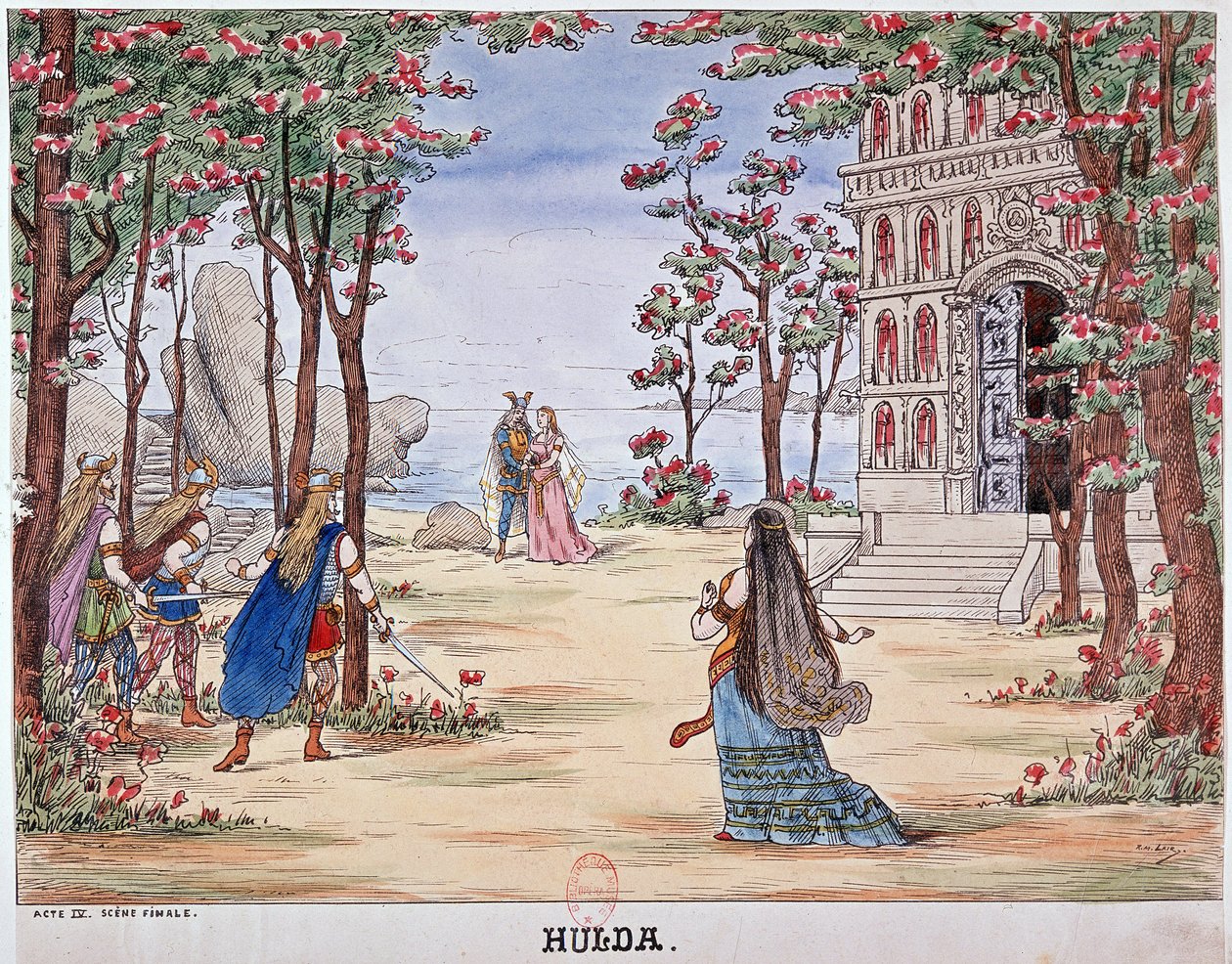 “Hulda” operasının son sahnesi by Unknown artist