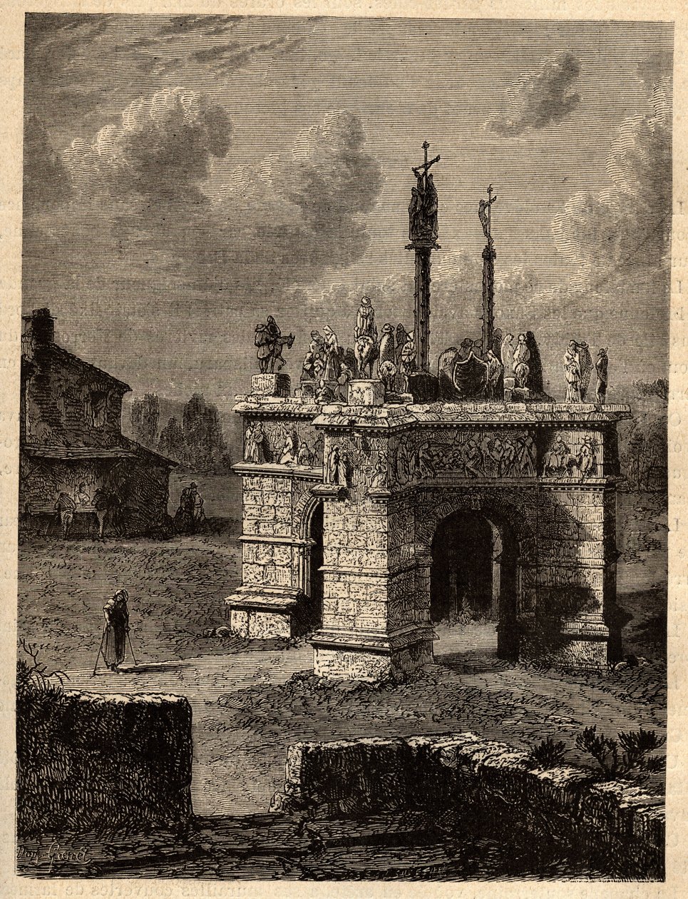 Finistere - Brittany - Le calvaire de pleyben - Enclos paroissial de Pleyben - Pleyben Parish yakın - “” PATRIE” de gravür - LUCIEN HUARD TARAFINDAN 6 CİLTTE FRANSA