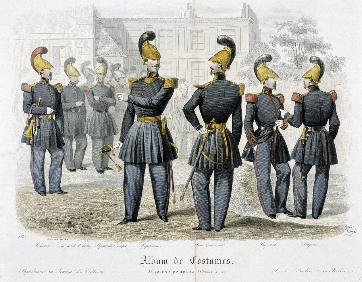 İtfaiyeciler üniformalı - “” Kostümler albümünde””” by Unknown artist