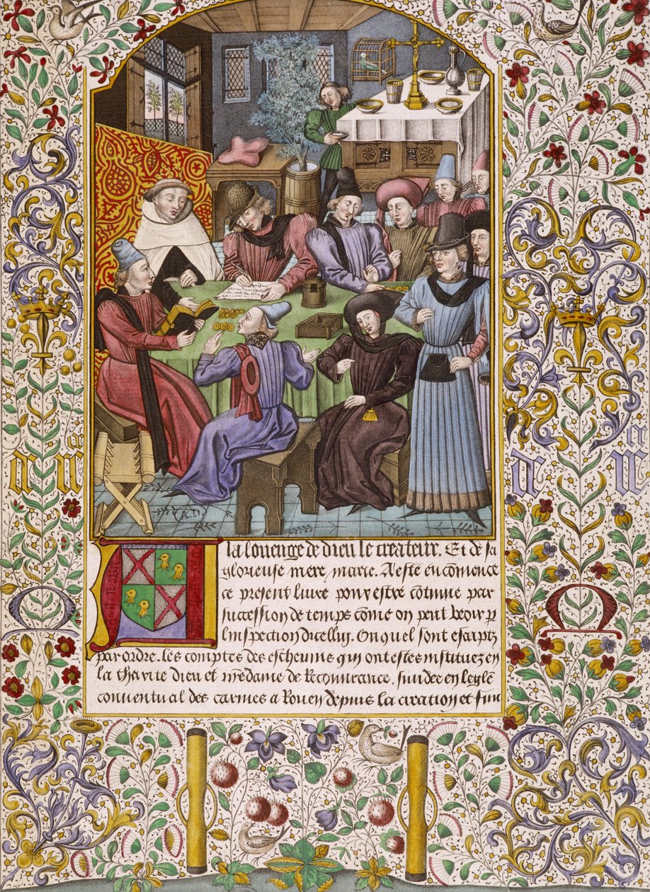 Yıllık ödemeleri temsil eden bir hesap defterinin ilk sayfası - 15. yüzyıl minyatürü by Unknown artist