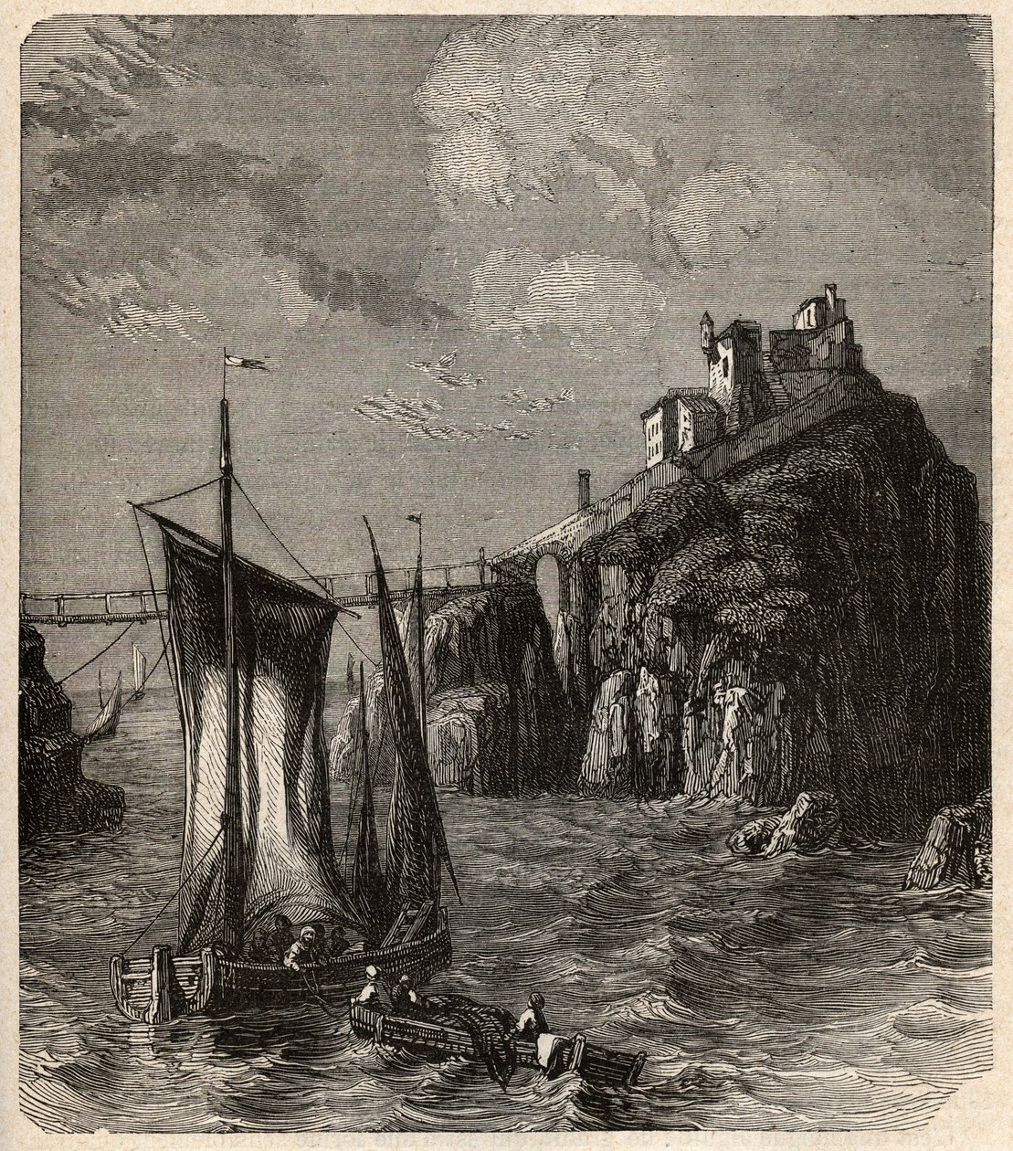 Fort de Bertheaume - Plougonvelin - Finistere - “” PATRIE”” üzerine gravür - LUCIEN HUARD TARAFINDAN 6 CİLTTE FRANSA
