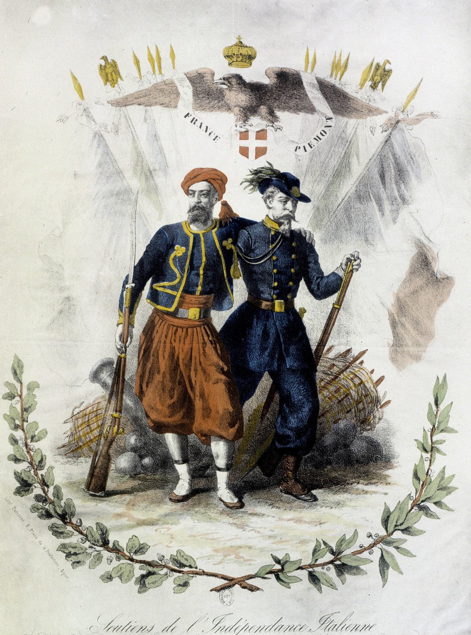 Fransa ve Piemont, İtalyan bağımsızlığının destekçileri - coul. Oymak by Unknown artist