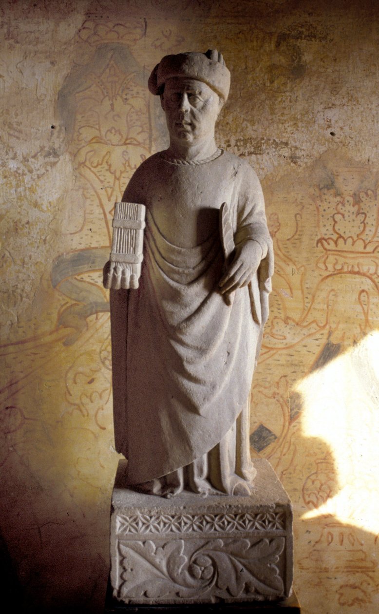 Francesco Petrarca (1304 - 1374) (Petrarch), İtalyan şair. 14. yüzyıl heykeli. Padua yakınlarındaki Arquà