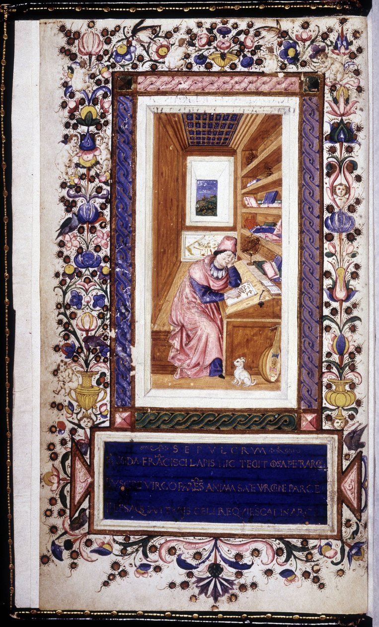 Francesco Petrarca (1304 - 1374), 15. yüzyılın minyatürü. Trivulziana Kütüphanesi. Milano by Unknown artist