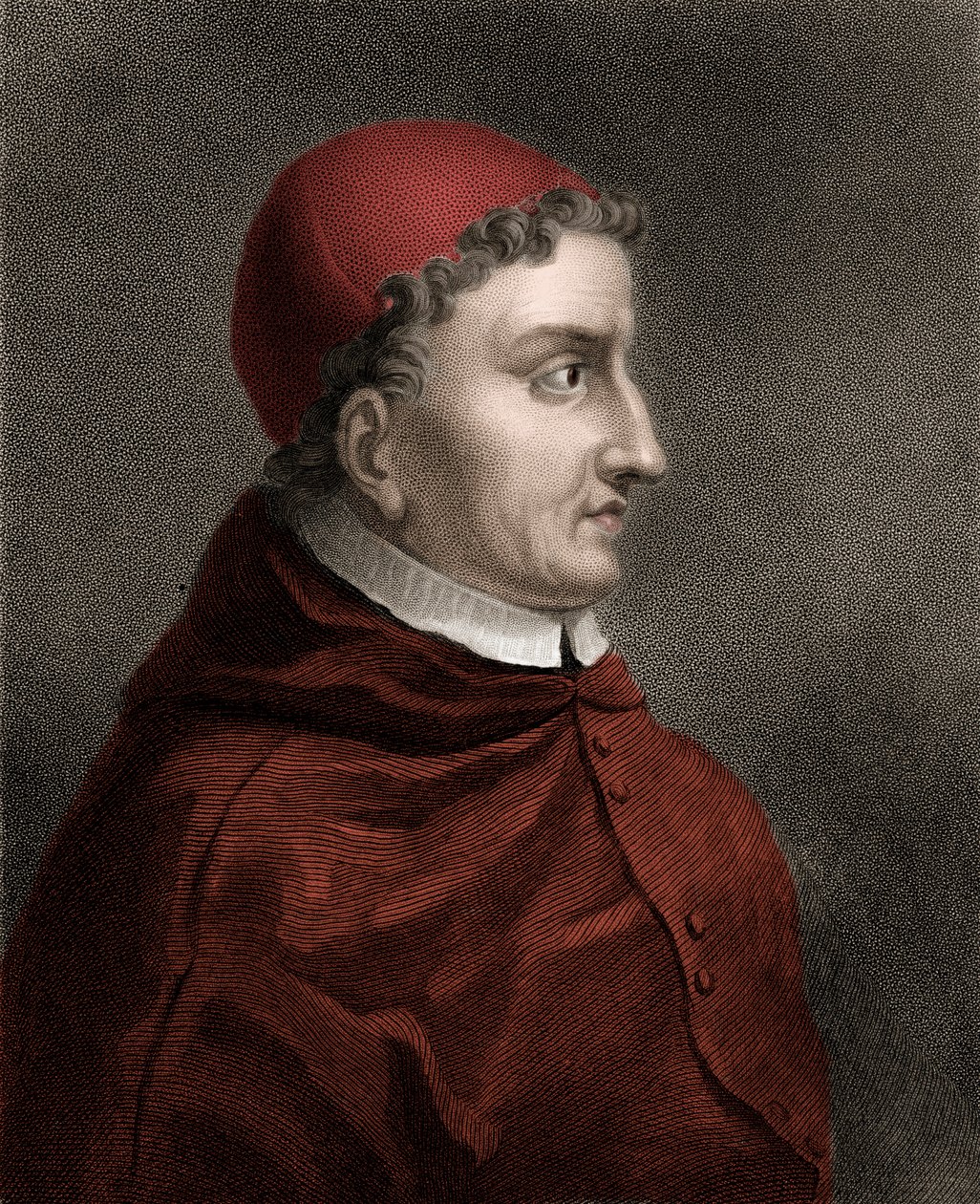 Francisco Jimenez de Cisneros (Gonzalo Jimenez de Cisneros) (1436-1517) kardinal, dini reformcu ve İspanyol devlet adamı - 19. yüzyılın gravürü by Unknown artist