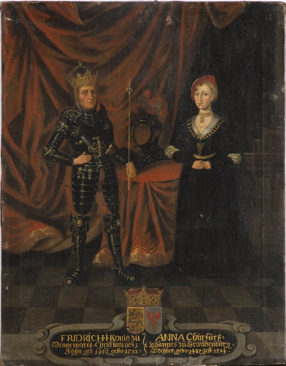 Frederic I de Danemark (Frederic de Schleswig Holstein) ve Anne de Brandebourg - Danimarka Kralı I. Frederick (1471-1533) ve Brandenburglu Anna (1487-1514), Anonim . Tuval üzerine yağlıboya. Ebat : 103x79,5 cm. Ulusal Müze Stockholm by Unknown artist