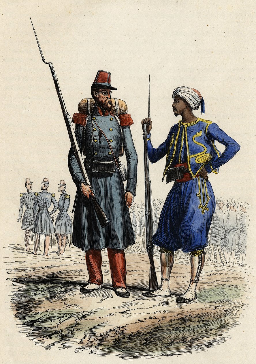 Fransız askeri üniforması: Solda, yabancı bir lejyon oluşturuldu ve 1831