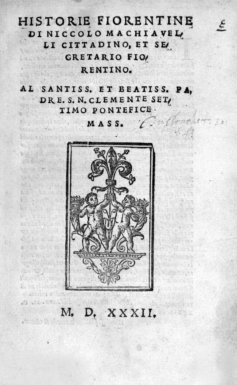 Niccolo (Bernardo dei tarafından) Machiavelli (Nicolas Machiavel) tarafından "" Historie Fiorentine