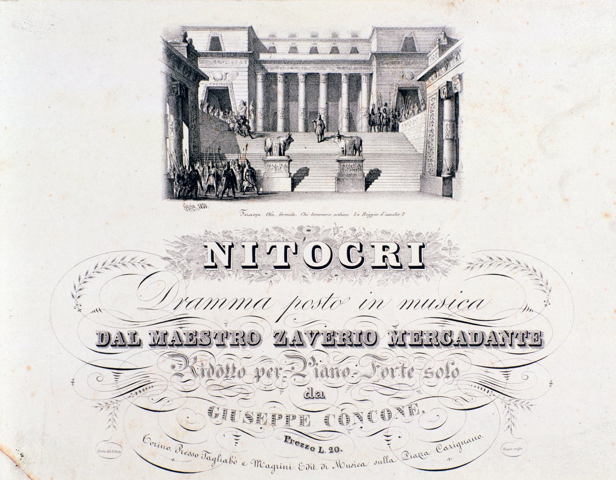 Nitocri'nin cephe parçası, Mercadante'nin operası by Unknown artist
