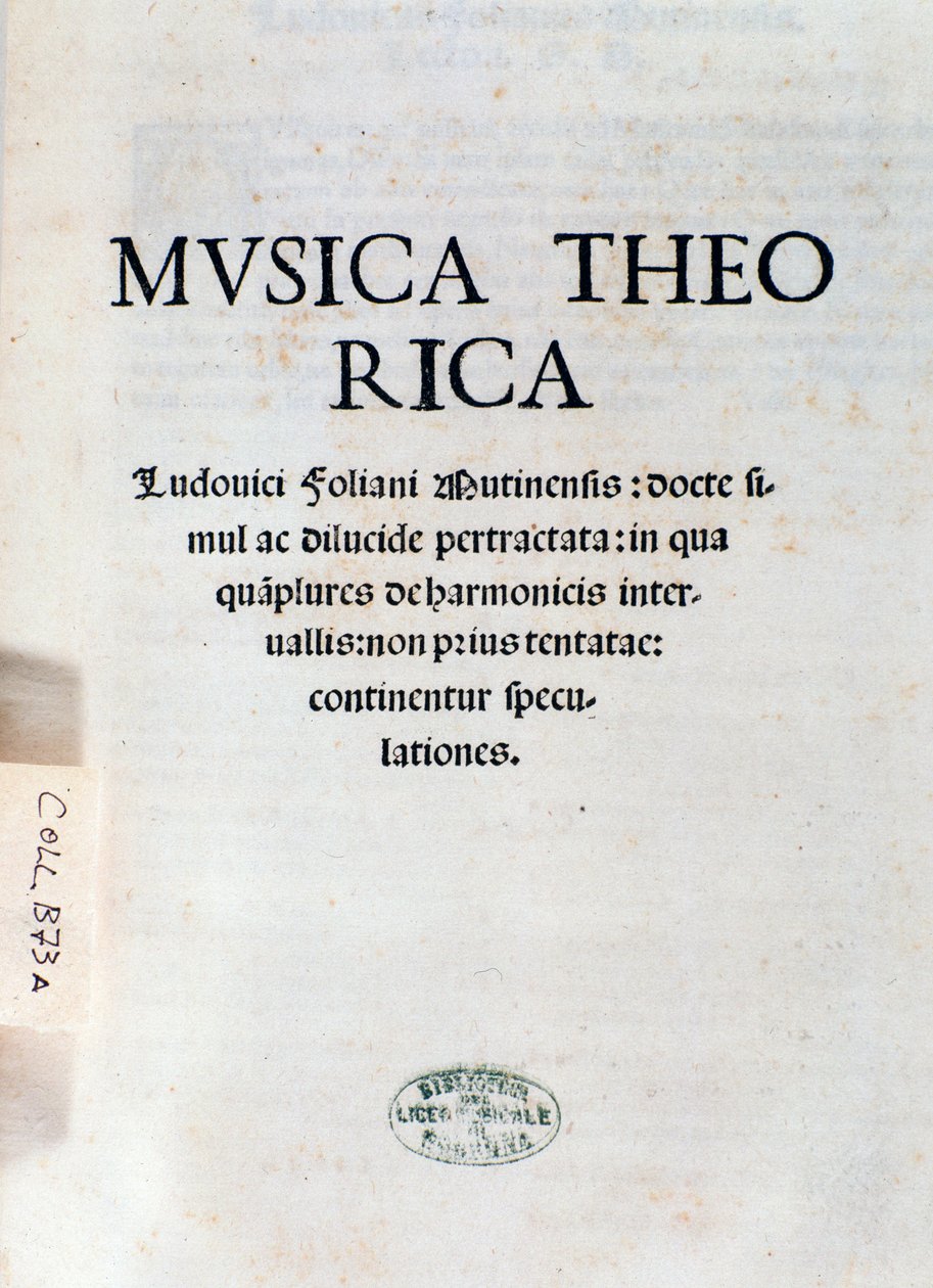 Ludovico Foliani'nin Musica Theorica'sının ön yüzü (gravür by Unknown artist