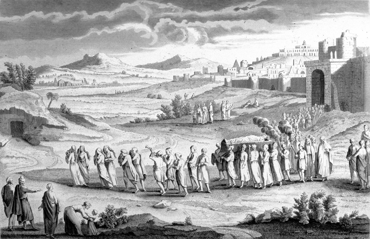 Cenaze İbrani ayinine göre. 19. yüzyıl gravürü. by Unknown artist