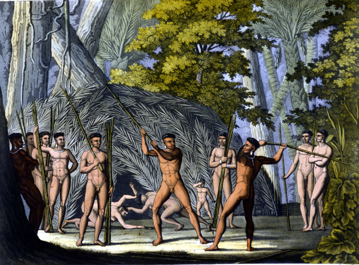 Botocudos arasında futte, Brezilya Kızılderilileri - Ferrario, ed. Milano by Unknown artist