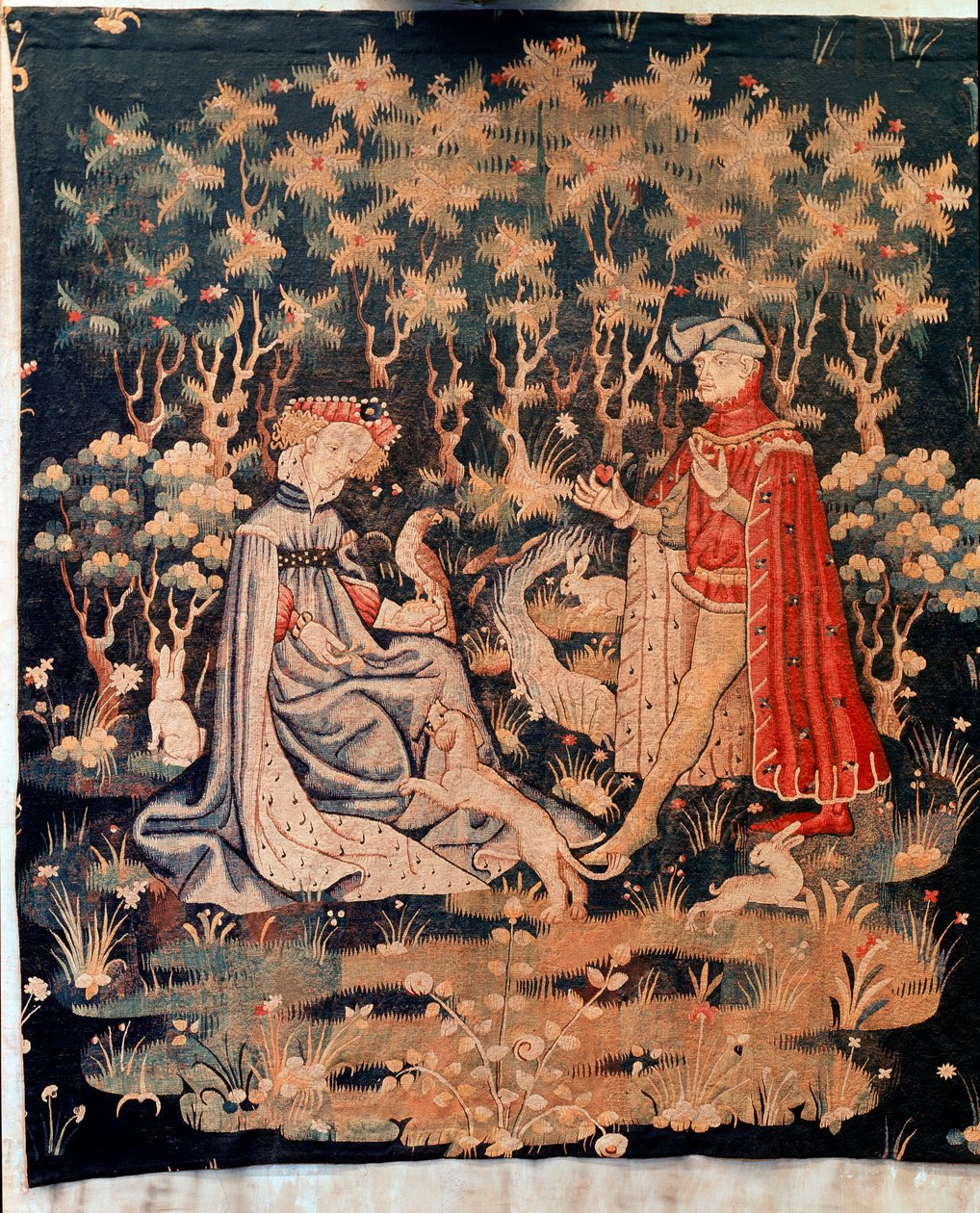 Gallant sahnesi, kalbin hediyesi (Goblen, c.1400-1410) by Unknown artist