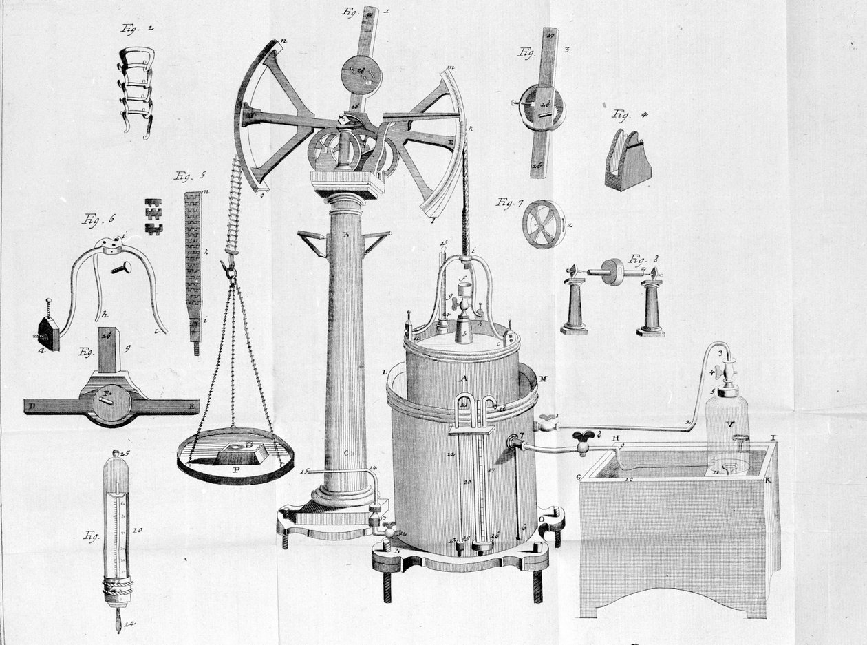 Lavoisier Gazometresi - Lavoisier'in Fiziksel ve kimyasal broşürlerinde by Unknown artist