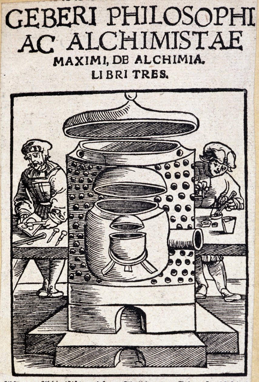 Bir simya anlaşmasının Geberi philosophi ac alchimista başlık sayfası. Geber (v721-v815), Arap Simyacı by Unknown artist