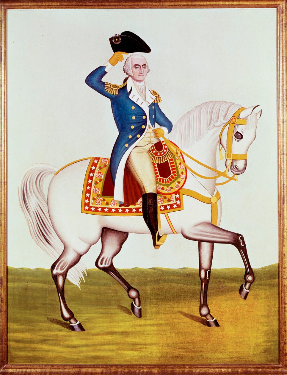 General Washington beyaz atının üzerinde (suluboya) by Unknown Artist