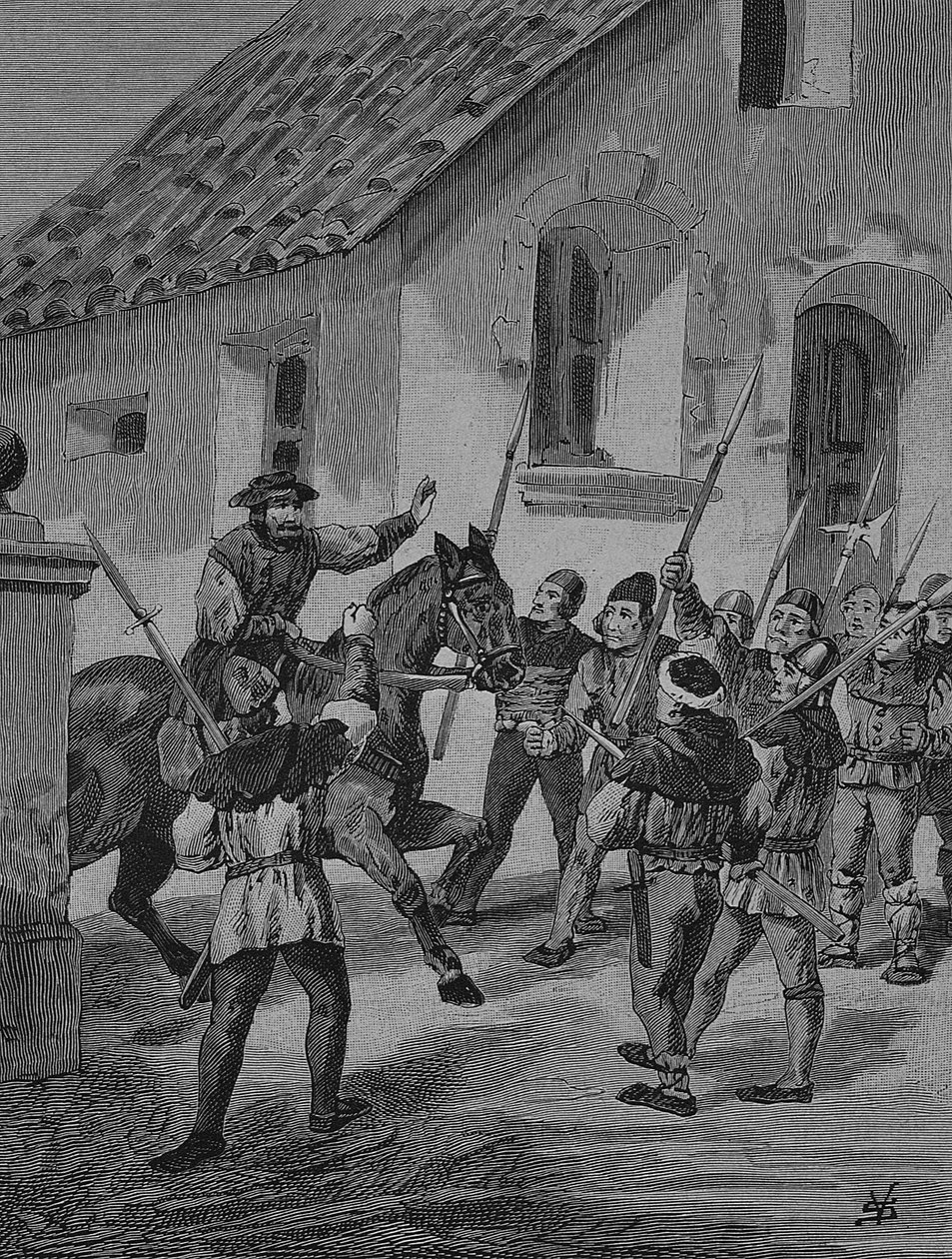 Alman Köylü Savaşı (1524-1526): Feuerbacher ve isyancı köylüler, Matern Feuerbacher, Köylü Savaşı#39;nda çiftçilerin lideriydi by Unknown artist